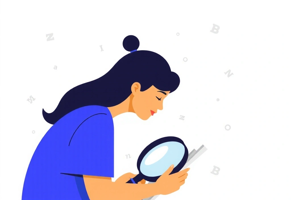 Illustration of a person reading a document with a magnifying glass, symbolizing policy review