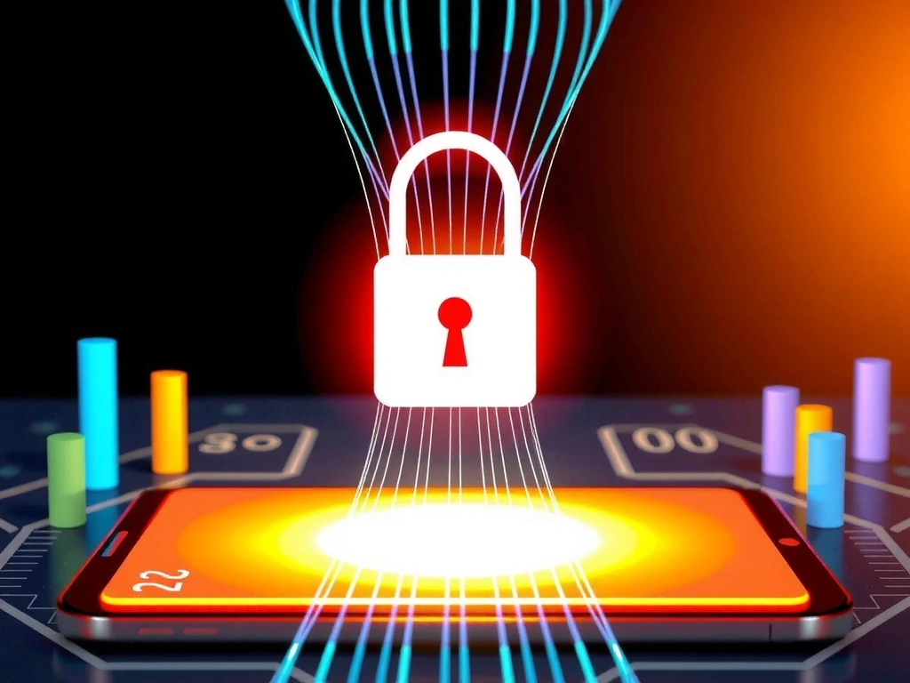 Digital privacy concept with a padlock icon on a screen representing data security