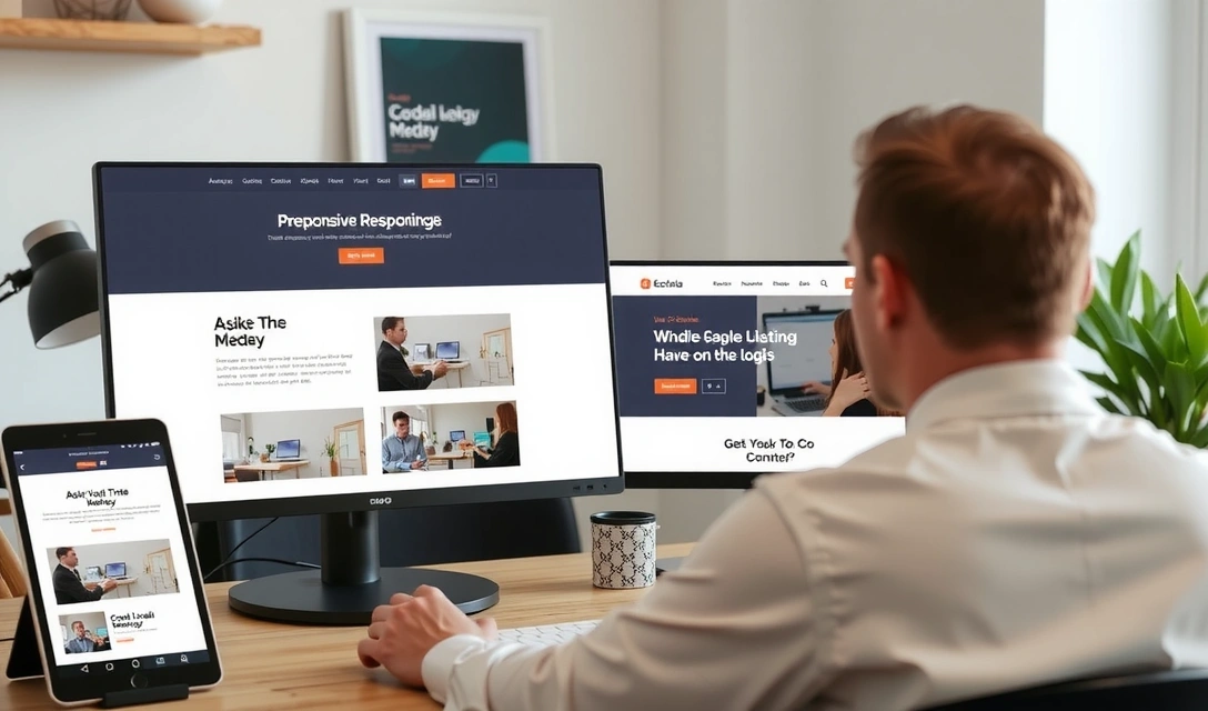 Web designer working on responsive website layout