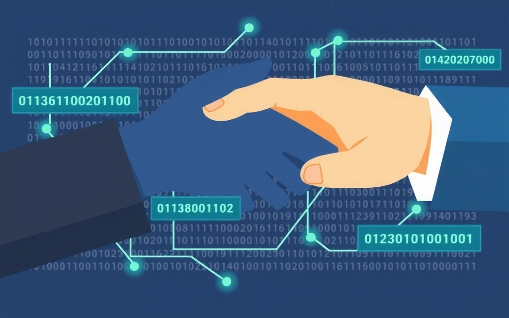 Digital handshake symbolizing agreement and terms of service
